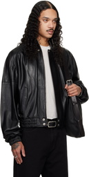 LU'U DAN Black Blouson Leather Jacket