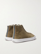 PAUL SMITH - Carver Striped Grosgrain-Trimmed Suede High-Top Sneakers - Green - 6