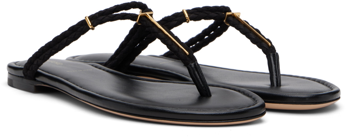 TOM FORD Black Woven Suede Lily Thong Sandals
