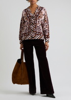 Farm Rio Glam Tapestry Patterned-intarsia Knitted Cardigan Burgundy