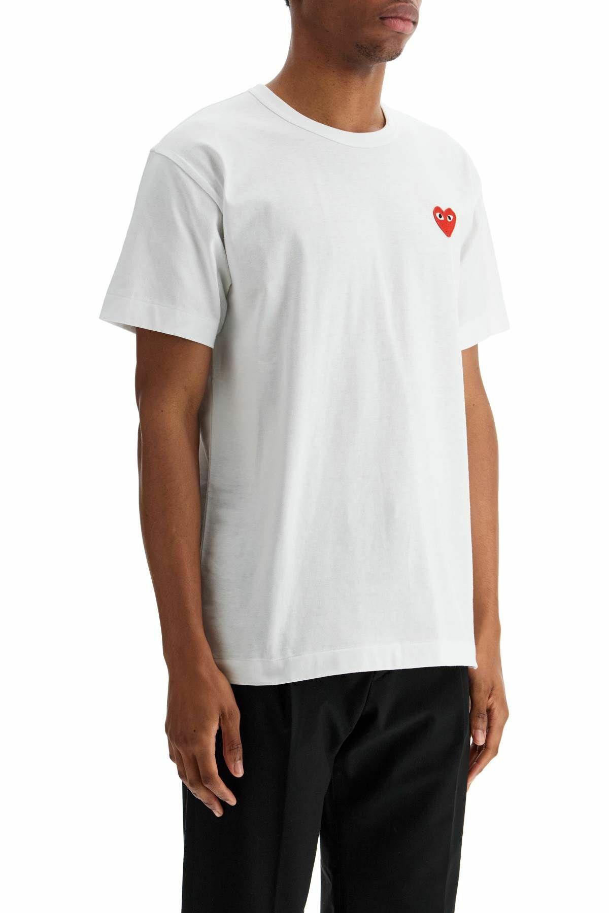 COMME DES GARCONS PLAY t-shirt cotone bianco con logo cuore rosso unisex White