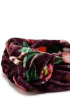 LA Double J Love Knot Floral-print Velour Headband - Multicoloured - One Size