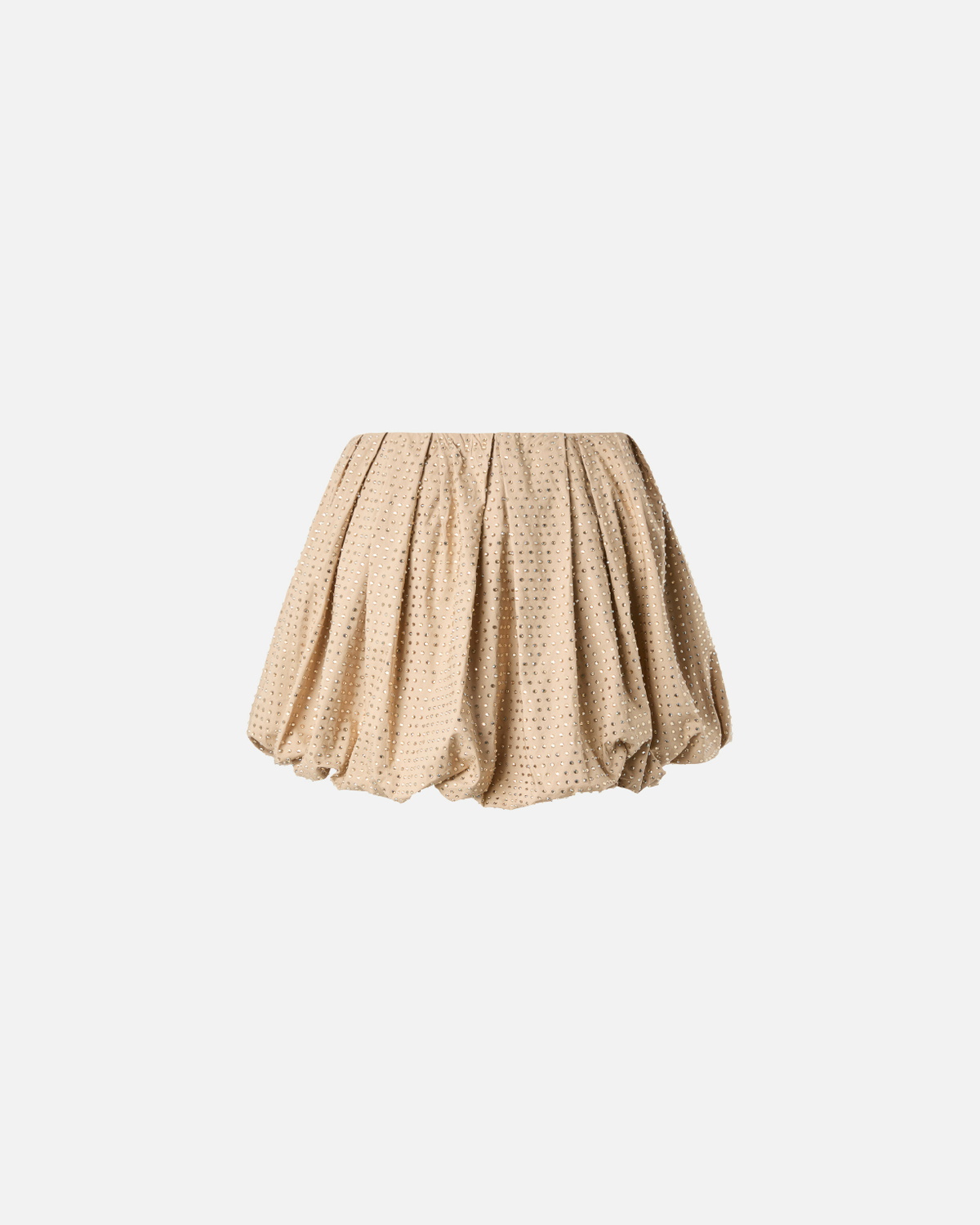 Pinko Full Rhinestone Balloon Miniskirt Warm Taupe Beige