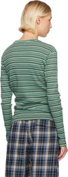 ERL Green Striped Long Sleeved T-shirt