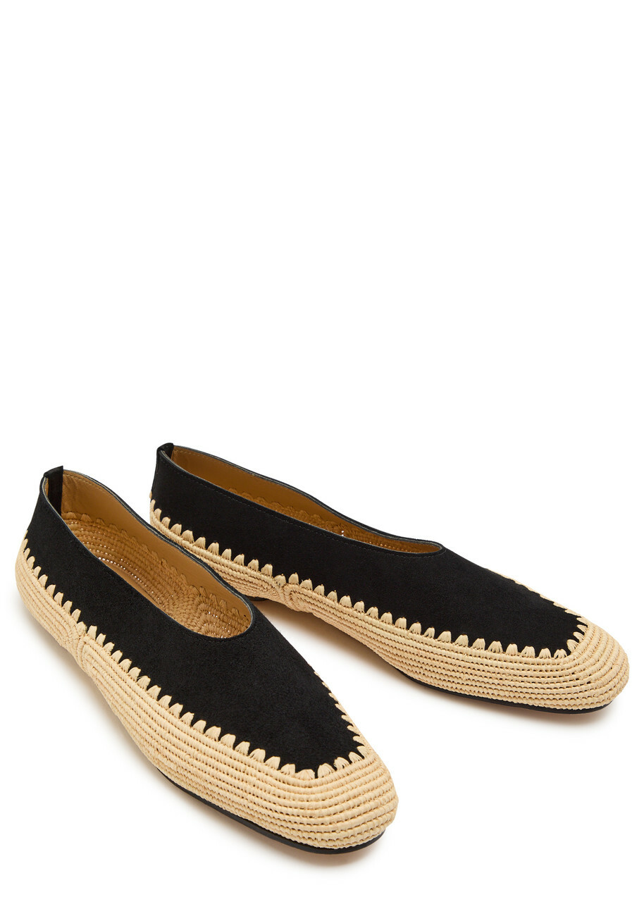Gabriela Hearst Strength Raffia and Suede Flats Black