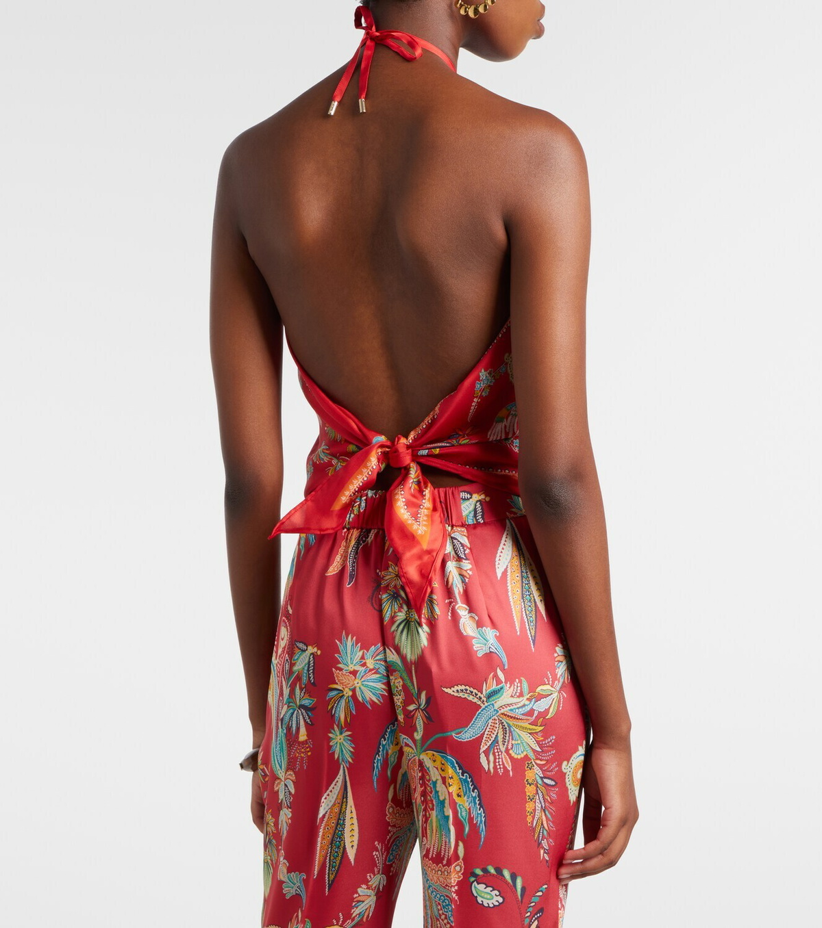 Etro Printed halterneck silk twill top