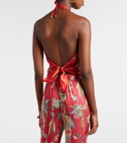 Etro Printed halterneck silk twill top
