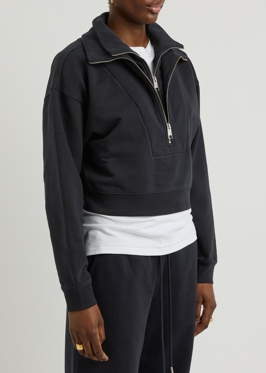 Frame Layered Half-zip Jersey Sweatshirt Navy