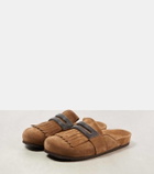 Brunello Cucinelli Fringed suede slippers