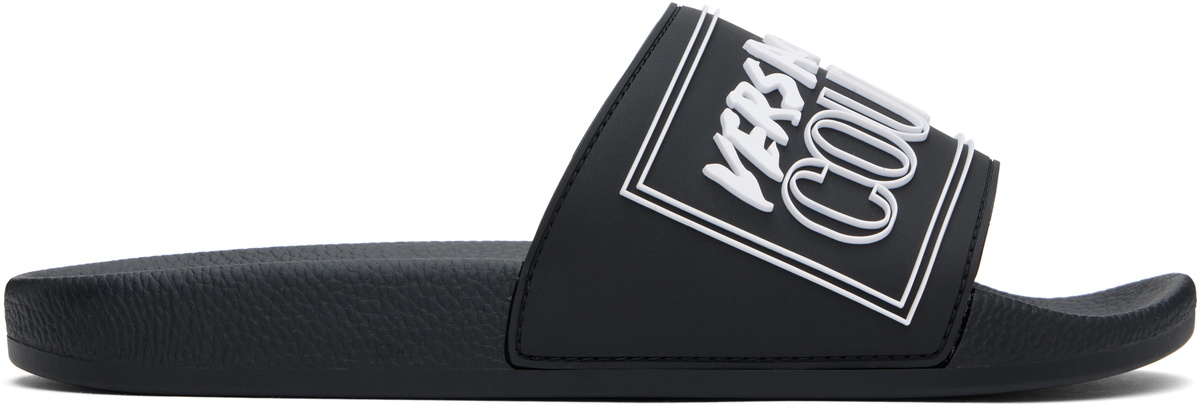Versace Jeans Couture Black Logo Shelly Pool Slides