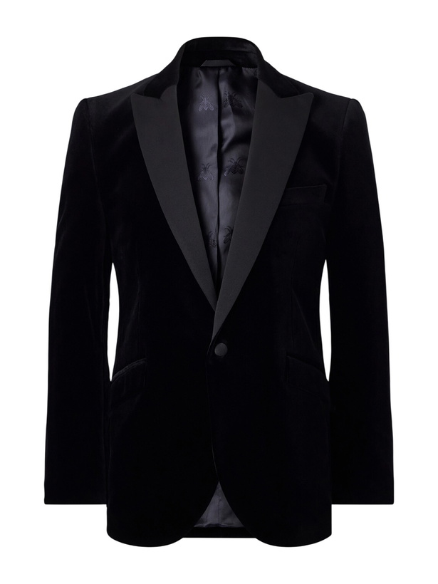 Photo: Favourbrook - Grosgrain-Trimmed Cotton-Velvet Tuxedo Jacket - Black