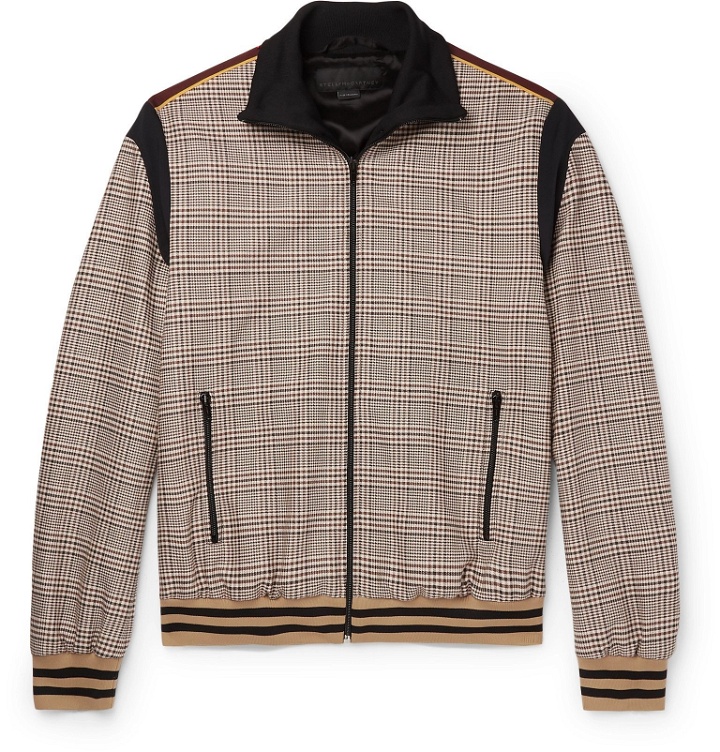 Photo: Stella McCartney - Prince of Wales Checked Wool and Cotton-Blend Bomber Jacket - Brown