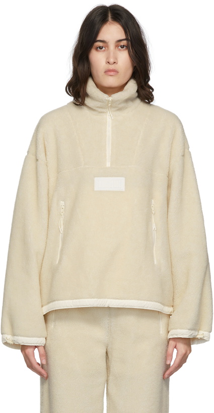 Photo: Juun.J Off-White Teddy Zip-Up Sweater