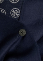 Tory Burch Logo-intarsia Wool-blend Coat Navy