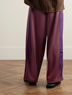 Needles - H.D. Wide-Leg Striped Jersey-Trimmed Tech-Jersey Track Pants - Burgundy