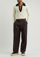 Jil Sander Belted Wide-leg Wool Trousers Brown