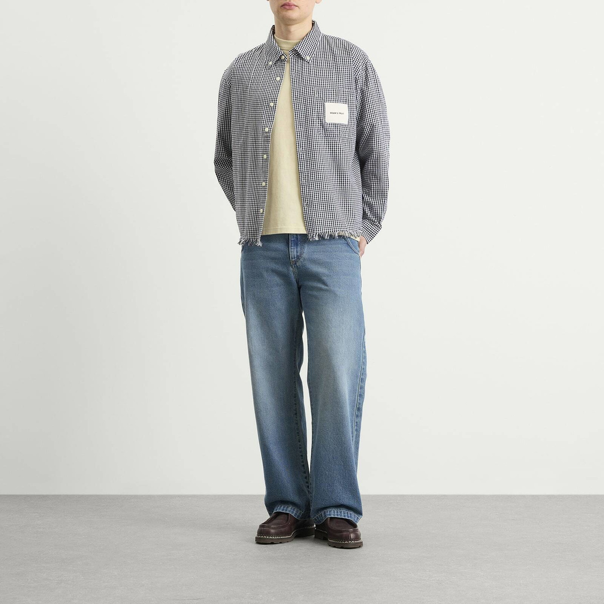 Bram's Fruit Men's Distressed Farmer’s Shirt LS in Black