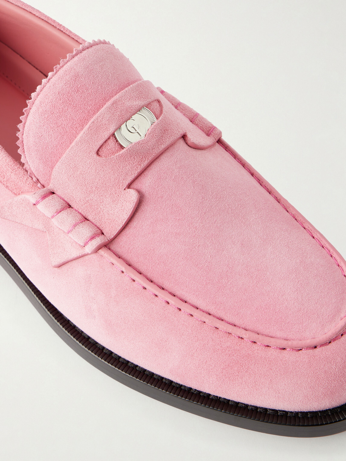 Christian Louboutin - The Plato Suede Leather Loafers - Pink