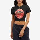 Fiorucci Women's Mouth Print Cropped T-Shirt in Black