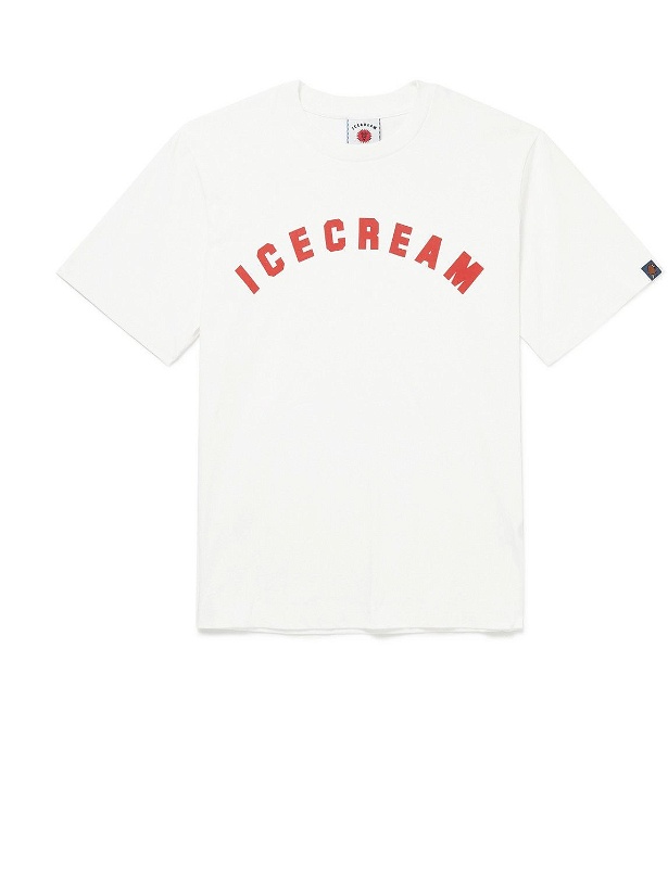 Photo: ICECREAM - Logo-Flocked Cotton-Jersey T-Shirt - White