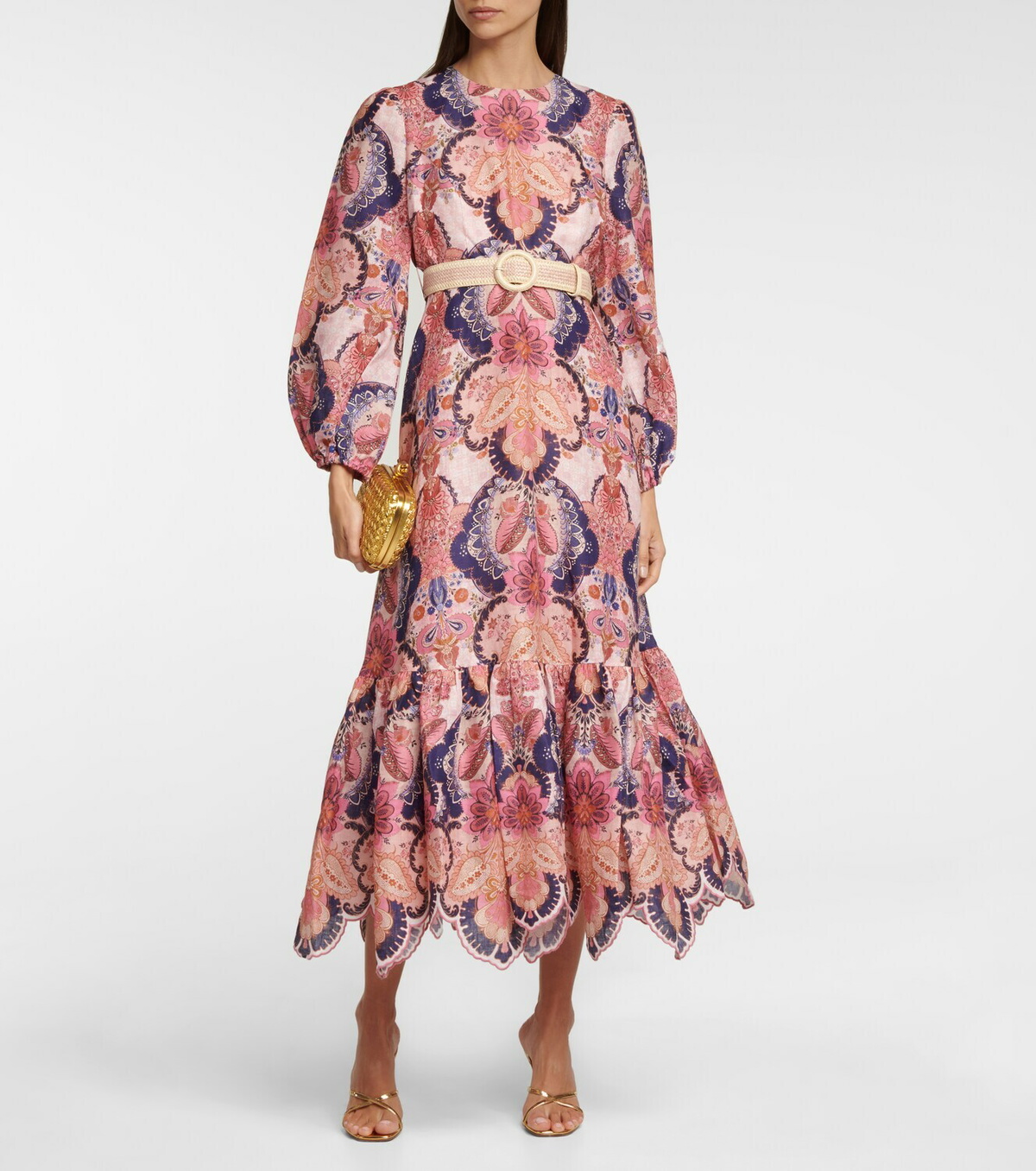 knee length dresses for ladies Zimmermann Laurel Frill Midi Dress
