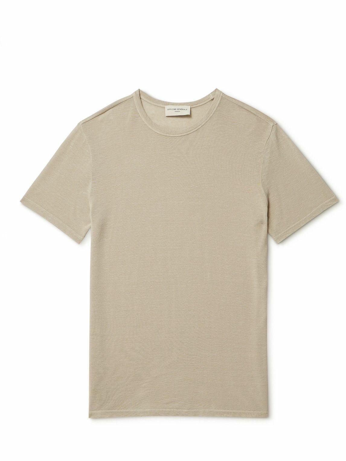 Photo: Officine Générale - Garment-Dyed TENCEL™ Lyocell and Linen-Blend T-Shirt - Neutrals