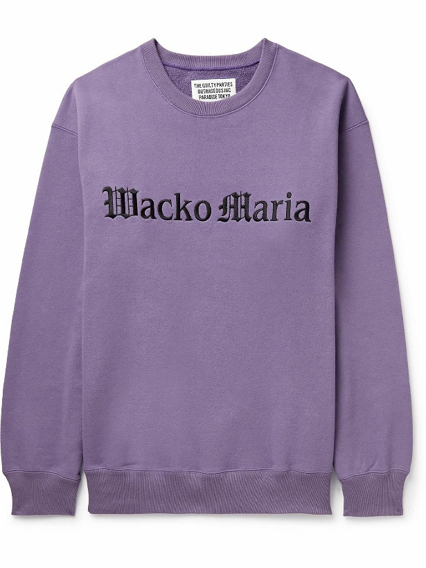 Photo: Wacko Maria - Logo-Embroidered Cotton-Jersey Sweatshirt - Purple
