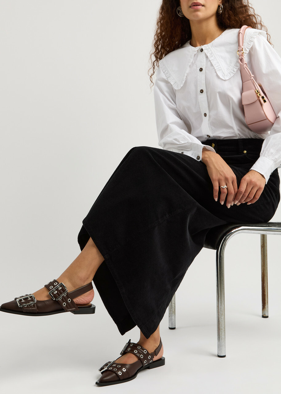 【送料&関税込】Ganni Feminine Buckle Faux Leather Slingback Black Black Feminine Buckle Slingback Pumps | GANNI US