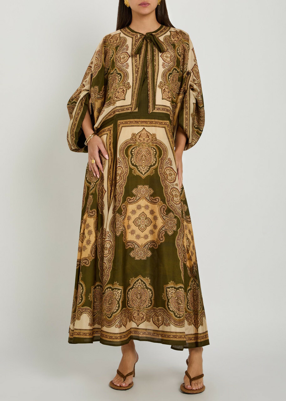 Zimmermann Mahon Printed Silk Midi Tunic Dress Multicoloured