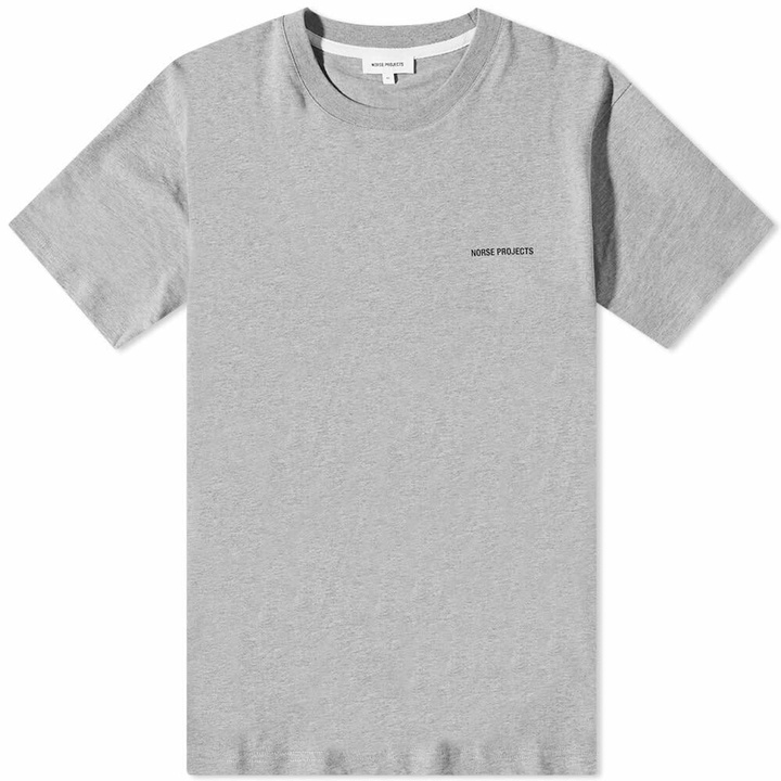 Photo: Norse Projects Men's Johannes Standard Logo T-Shirt in Light Grey Melange