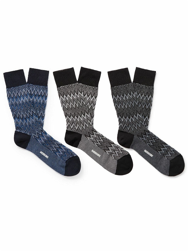 Photo: Missoni - Set of Three Striped Cotton-Blend Socks - Multi
