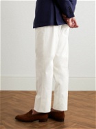 Kingsman - Straight-Leg Pleated Cotton-Blend Twill Trousers - Neutrals