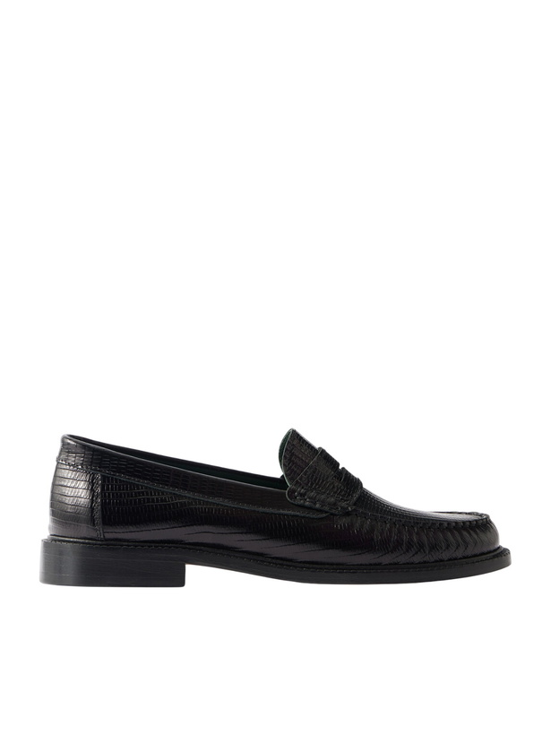 Photo: VINNY's - Yardee Lizard-Effect Leather Penny Loafers - Black