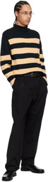 Carter Young Navy & Beige Striped Roll Neck Sweater