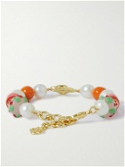 Casablanca - Gold-Plated Pearl and Enamel Beaded Bracelet
