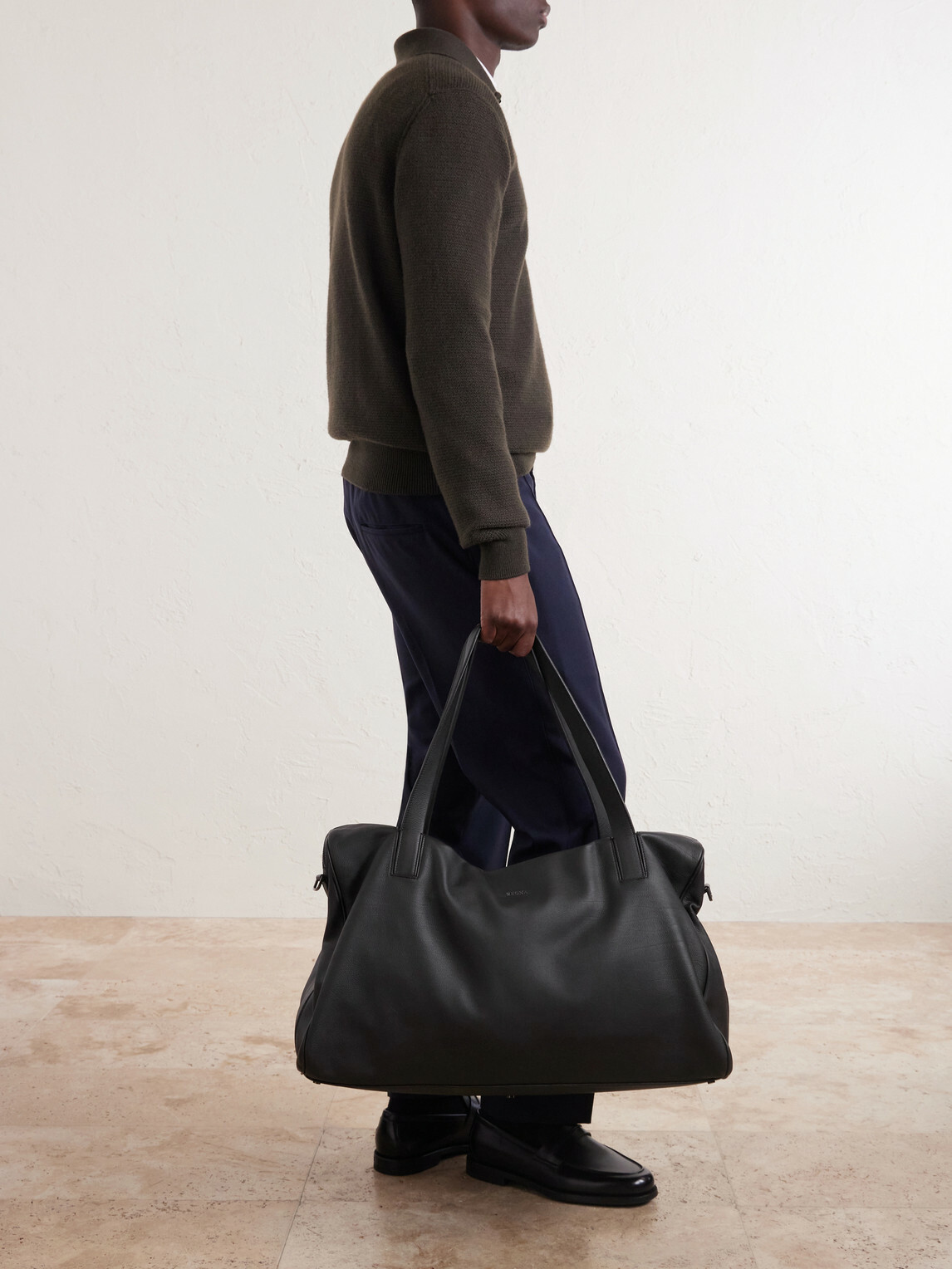 Zegna - Leather Weekend Bag - Brown