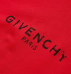 Givenchy - Distressed Logo-Print Loopback Cotton-Jersey Hoodie - Men - Red