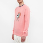 Maison Kitsuné Men's by Olympia Le-Tan Coffee Fox Crew Sweat in Bubble Gum Pink