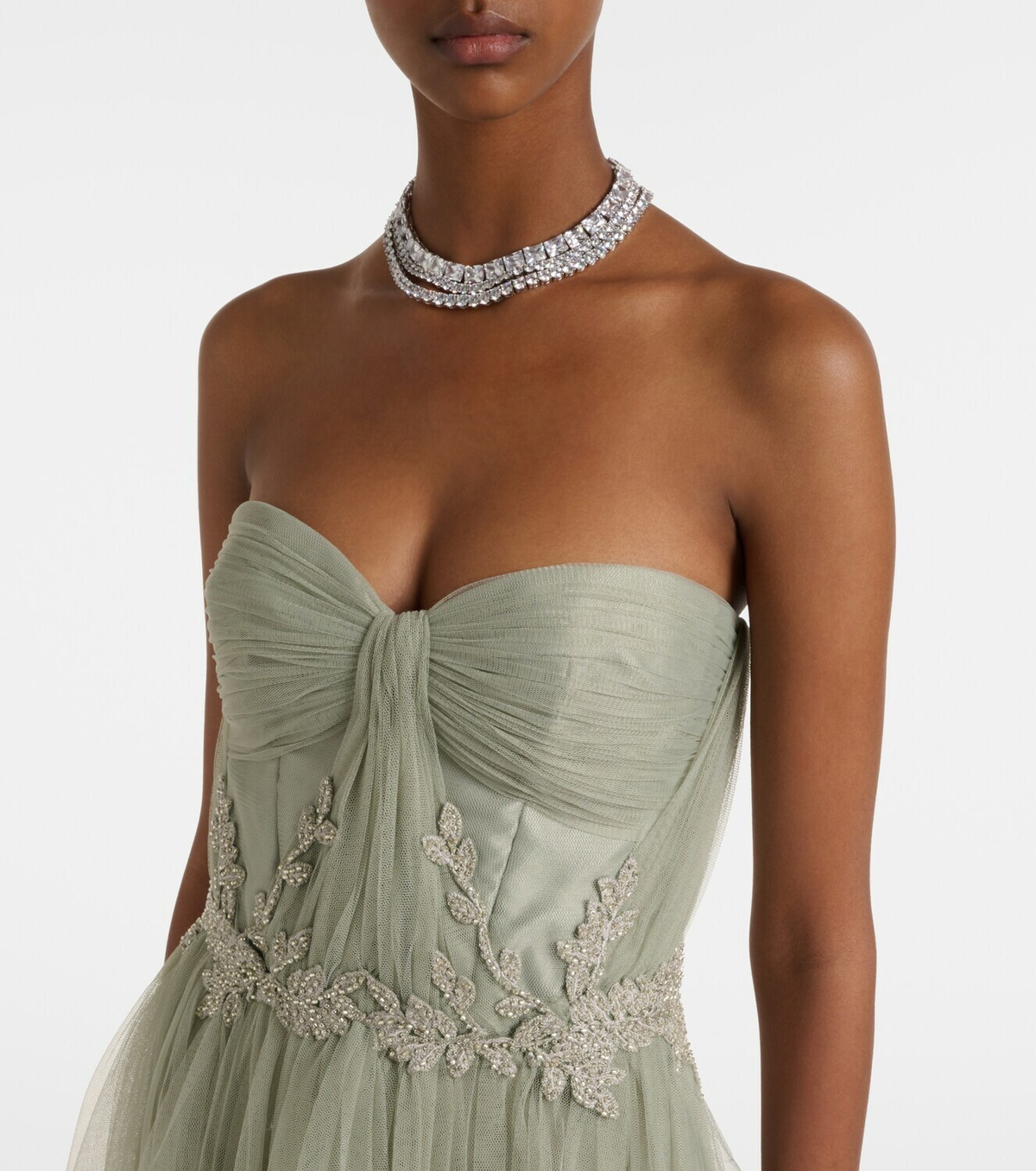 Costarellos Embellished tulle corset gown