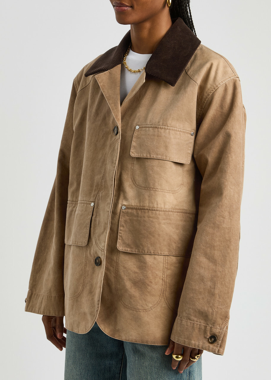 Stella Mccartney Faded Cotton Harrington Jacket Brown Camel