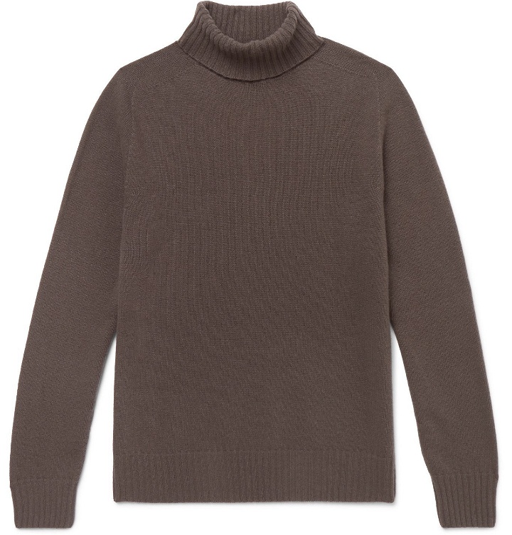 Photo: Officine Générale - Merino Wool and Cashmere-Blend Rollneck Sweater - Brown