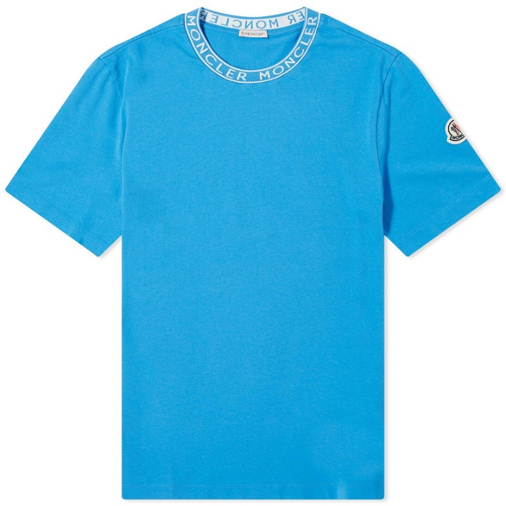 Photo: Moncler Men's Collar Logo T-Shirt in Blue
