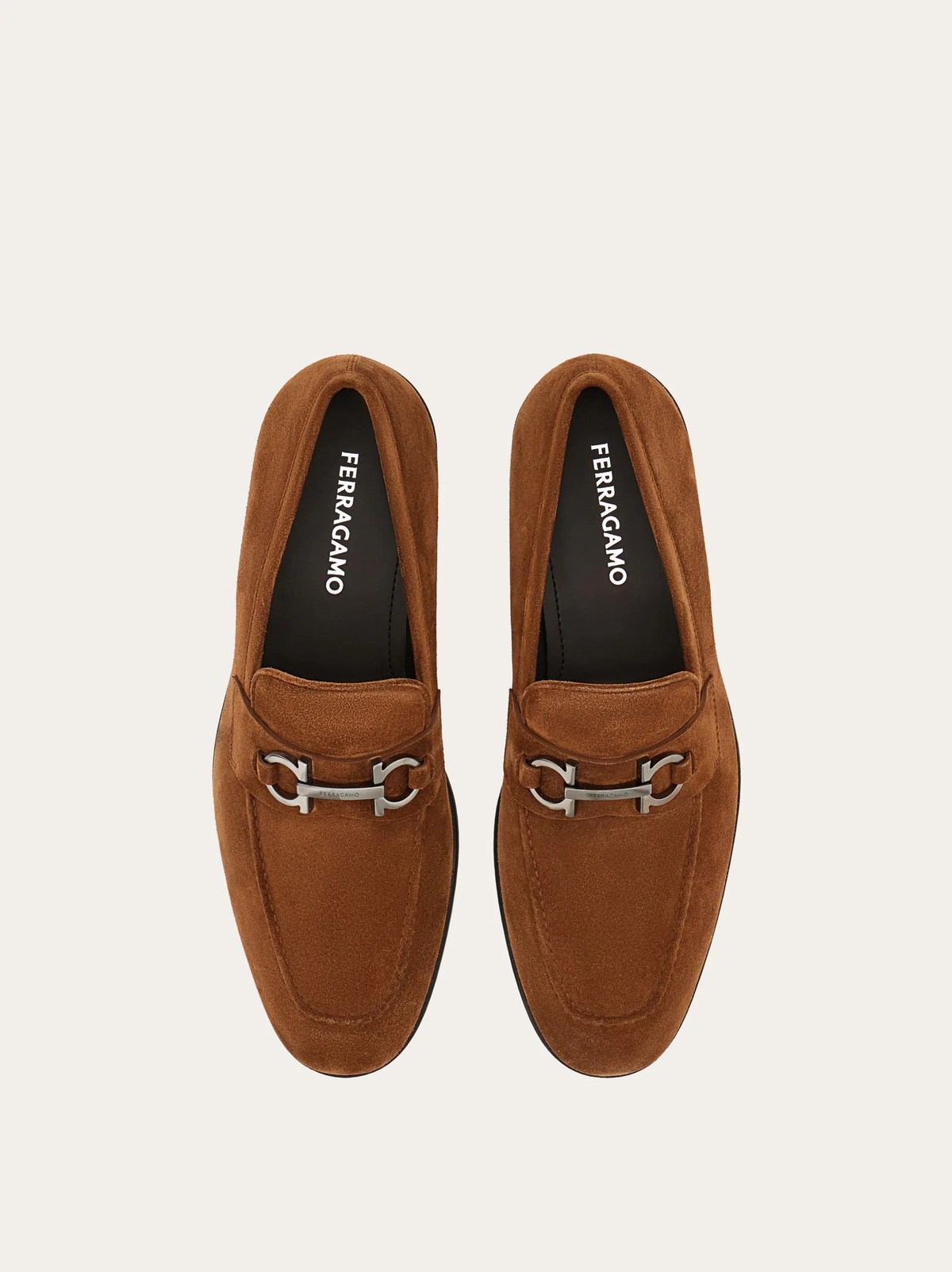 Ferragamo Mens Moccasin with Gancini ornament in Brown