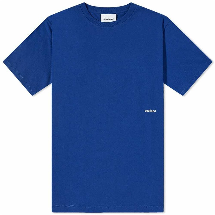 Photo: Soulland Men's Coffey Logo T-Shirt in Blue