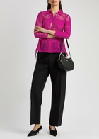 High Pronounce Ruched Lace Shirt Dark Pink