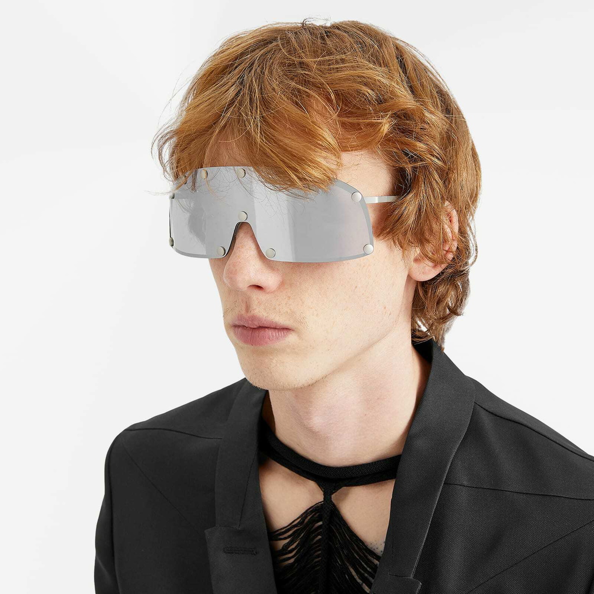 Rick Owens Men's Shielding Sunglasses in Silver Rick Owens