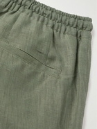 Kiton - Straight-Leg Pleated Linen Drawstring Shorts - Green