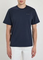 Forét Embroidered Cotton T-shirt Navy