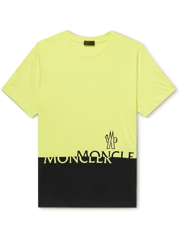 Photo: Moncler - Logo-Print Colour-Block Cotton-Jersey T-Shirt - Yellow