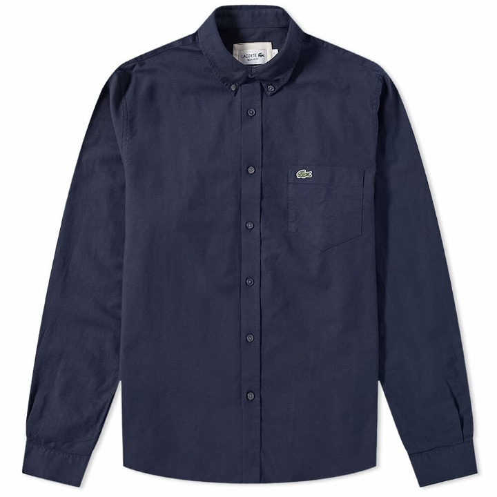 Photo: Lacoste Men's Button Down Oxford Shirt in Navy